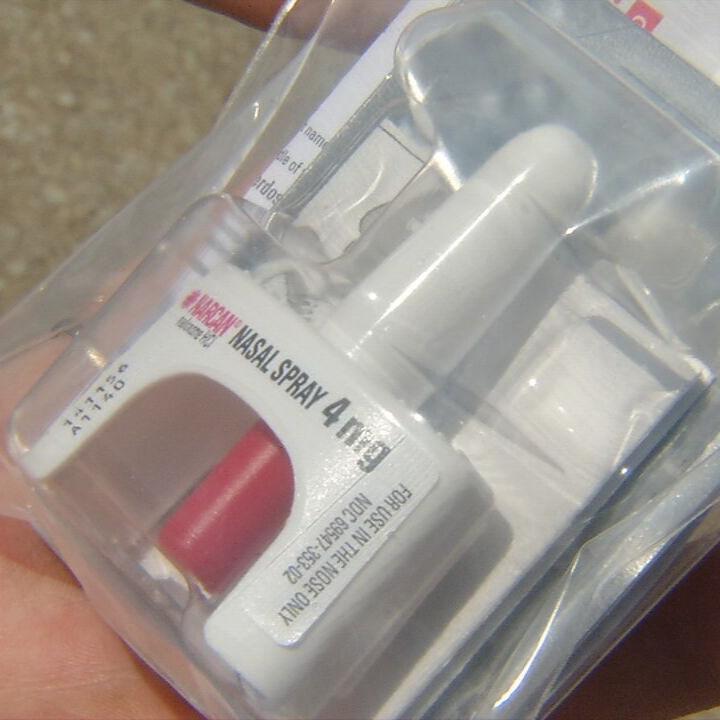Box outside the Sellersburg Fire Department filled with Narcan for public, Narcan kit